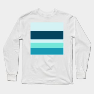 An outstanding fuse of Ice, Sky Blue (Crayola), Blue-Green and Marine Blue stripes. Long Sleeve T-Shirt